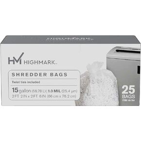 Highmark Shredder Bags, 1 mil, 15 Gallons, Clear, Box Of 25, DP00704