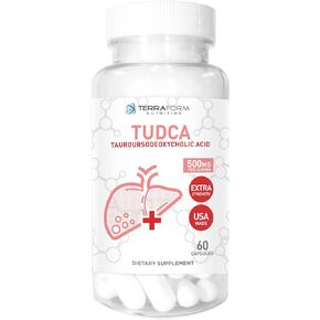 Terraform Pure TUDCA (Tauroursodeoxycholic Acid) - 500mg Per Serving - Pure Liver Support & Health - 60 Capsules