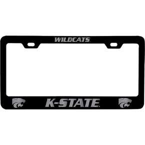 Kansas State Wildcats Laser Engraved Metal License Plate Frame Black Officially Licensed Collegiate Product