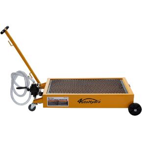 DMC-FPPS Oil Drain Pan 17 Gallon Oil Drain Tank with Hand Pump, Portable Low Profile Oil Drain Pan, Large Capacity Truck Oil Change Pan with Hose, Swivel Casters Wheels for Car SUV Trucks, Yellow