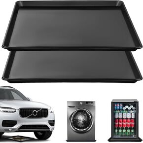 22.8'' x 21.6'' Oil Drain Pan,Drip Tray Oil Drip Pan for Under Car Plastic Oil Tray- Leak Proof Mini Fridge Drip Pan,Oil Drain Pans for Changing Oil,Oil Drip Pan for Under Car,Black(2 Pcs)