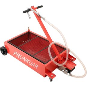 15 Gallon Low Profile Roll Around Oil Drain Pan with 110V Electric Pump for Trucks Cars SUV, Portable Liquid Pump for Gasoline, Diesel, Kerosene & More Red