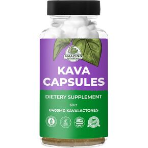 Premium KAVA KAVA Capsules 1000mg Kava Root Extract per Serving for Deep Relaxation | Natural Tension Relief | 100% Noble Fijian Kava Root Powder, Non-GMO, Gluten Free - 60 Count