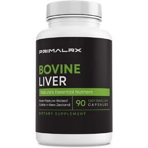 Bovine Liver: Grass Fed Beef Liver Capsules – Beef Organ Supplement (Vitamin A, B12, Choline, Heme Iron Supplements) – 90 Dessicated Beef Liver Capsules
