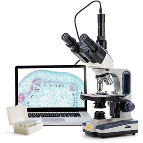 SWIFT 40X-2500X Trinocular Compound Lab Microscope with 3MP Camera and Slides, Mechanical Stage, Abbe Condenser in Kuwait