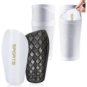 Soccer Shin Guards for Kids Adults incl. Sleeves with Optimized Insert Pocket - Protective Soccer Equipment for Boys Girls Men
