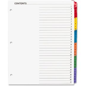 Business Source 21907 Index Dividers w/TOC Page, 1-31, 8-1/2-Inch x11-Inch , 31 Tabs/ST, MI