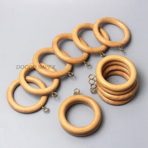 Premium Wooden Curtain Rings for Door and Window Decor, 24 Pieces | Wood Drapery Rod Rings | Inner Dia 1.75 Inch and Outer Dia 2.5 Inch (Beech Wood)