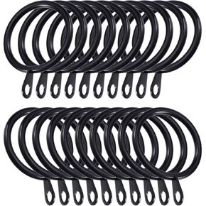 20 Pack Curtain Eyelet Rings Black Metal Hanging Rings for Curtains and Rods, 30 mm Internal Diameter