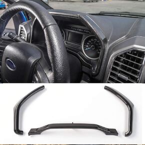 Voodola لسيارة Ford F150 2015-2020 غطاء حلقة جانبية للوحة القيادة المركزية متوافق مع Ford F150 F250 F350 Super Duty (لون الخشب الأسود، 3 قطع/مجموعة)