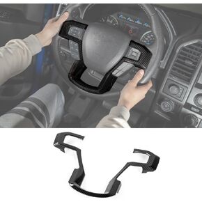 Voodonala Black Grain Steering Wheel Decoration Cover Frame Trim for 2015 2016 2017 2018 2019 2020 Ford F150 F250 F350 Super Duty