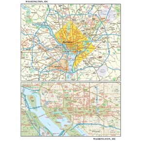 Washington, DC Wall Map, Small - 11.25" x 14.75" Laminated