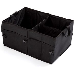 50L Car Trunk Organizers Car Storage Bag with Handle Oxford Car Organizers Storage Box Multi Compartment Foldable Trunk Organizer for SUV Auto Truck, Black
