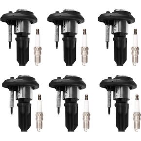Set of 6 Ignition Coil Pack and Spark Plugs Fits for 2002 2003 2004 2005 Chevy Trailblazer GMC Envoy Isuzu Ascender Olds Bravada Buick Rainier Saab 9-7X 4.2L L6 Spark Plugs Coils Replaces# UF303 C1395
