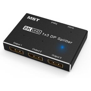 Displayport Splitter 1x3, Displayport Switch 8k Splitter Displayport Hub Display Port Splitter 1 in 3 Out DP Splitter 8K@60Hz with MST Function, Support Extend and Mirror Mode in Kuwait