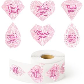 600 Pcs Diamond Thank You Stickers, Roll of 6 Holographic Adhesive Label Tags for Small Business Wedding Bridal Showers Envelope Seals Packaging Giveaways Handmade Crafts Gifts Party Favors in Kuwait