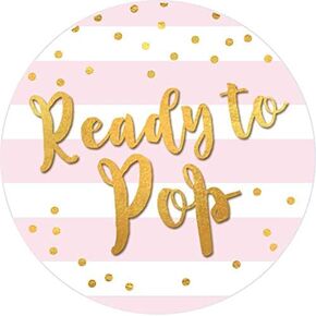 Stripe Ready to Pop Stickers, Faux Metallic Gold, 2 Inches Round - 40 Stickers, Ready to Pop Baby Stickers for Popcorn Baby Shower, Baby Shower Party Favors for Boy or Girl - (Blue)