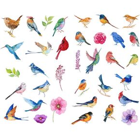 Watercolor Birds Sparrow Precut Cute Aesthetic Diary Travel Paper Junk Journal Stickers Scrapbooking Stationery Sticker Flakes Art Supplies (PK421)