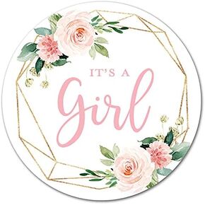 60 cnt Blush Pink Floral It's a Girl Stickers