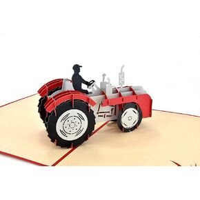 Red Tractor 3D Pop Up Greeting Card, Anniversary Card for Him, Fathers Day Card, Children Birthday Card, Any Occasions