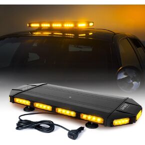 Xprite 27" Amber Emergency Strobe Light Bar, Black Hawk High Intensity LED Warning Security Roof Top Lightbar for Tow Trucks Construction Vehicle Patrol Cars Safety