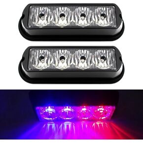 FXC 2pcs 4-LED سطح جبل وامض الأضواء القوية لشاحنة سيارة سيارة LED مصبغة ضوء الطوارئ منارة الحذر أضواء تحذير المخاطر (أحمر / أحمر)