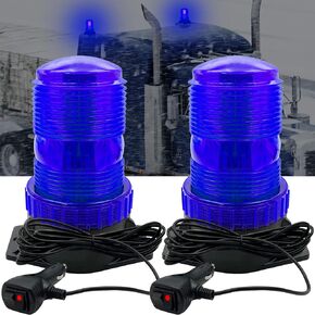 LED Strobe Light, 12V-24V Warning Emergency Safety Flashing Beacon Lights with Magnetic and 16.4 ft Straight Cord Vehicle Forklift Truck Tractor Golf Carts UTV Car Bus (1 PCS, Blue)