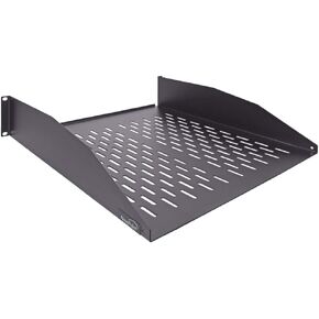Navepoint 2U 19-Inch Universal Vented Rack Mount Cantilever Server Cabinet Shelf 18-Inches Deep with Lip Black