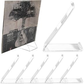 AAiphuwew 6 Pack Vinyl Record Stand Display, Clear Acrylic Tabletop Album Now Playing Holder, Album Record Holder LP Vinyl Record Storage Display Stand