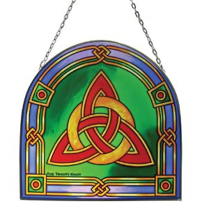 Irish Celtic Trinity Knot Stained Glass Panel