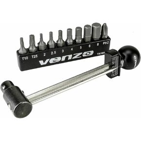 Venzo 1/4 Inch Driver Beam Torque Wrench Set - 2 to 10 Nm - Small Adjustable - Great Maintenance Tool For MTB, Mountain, Road Bike & Motorcycle - All Bits Are Included As a Kit - Bicycle Carbon Parts