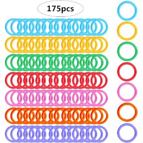 175 Pieces Plastic Loose Leaf Rings, Haploon 1.1" Multi-Color Binder Rings, Book Paper Rings for Cards, Document Stack and Swatches Organization School Home, or Office Use, 7 Colors
