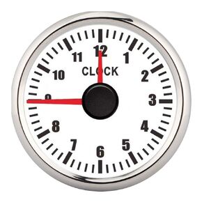 Dashboard Time Clock, 2in Universal 0-12 Hourmeter Clock Instrument Panel Gauges Display Red Backlight 12V/24V for Car Boat Yacht (White Dial Silver Frame)