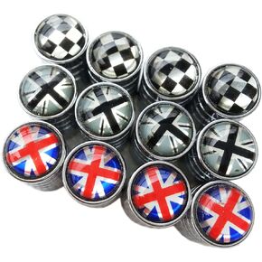 Zorratin Chrome Rim Wheel Valve Stem Cap Cover Screw with Black Jack Button for Mini Cooper r50 r53 r56 r56n f55 f56 r55 r52 r57 r58 r59 r60 r61 jcw