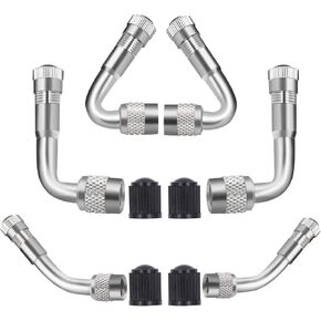 Valve Stem Extenders 6 Pack, 45 Degree 90 Degree 135 Degree Metal Schrader Tire Valve Extension,Compatible for Dually Wheels Passenger Cars,RV,Stroller,Bicycles,Motorcycles and Trailers
