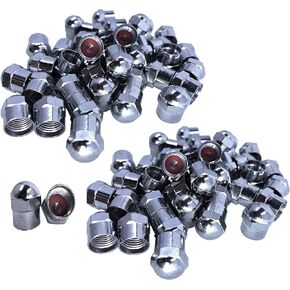 -Set of 100- Premium Chrome Valve Stem Caps, Tire Rim Wheel Nuts, TPMS Safe, Chromies, Universal Fit: Car, Truck, Bike, Corrosion Proof