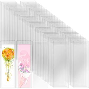 100 PCS Clear Bookmark Sleeves, Blank Bookmark Holder Sleeves for School and Office Use, 6.7 x 2.3 inches