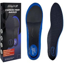 Carbon Fiber Shoe Insoles for Men and Women with Ergonomic Orthotic Arch Support and Foam Heel Shock Absorbing Cushion for Turf Toe, Hallux Rigidus, and Plantar Fasciitis Relief (X-Large)