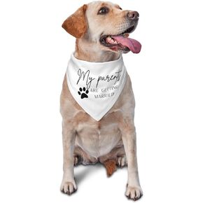 My Parents are Getting Married Wedding Engagement Announcement Dog Bandana,Wedding Photo Prop, Pet Scarf (White)