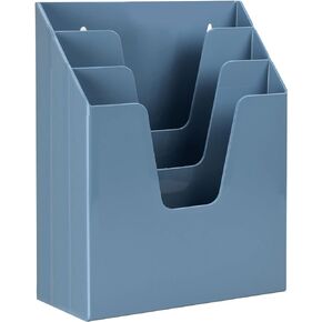 Acrimet Vertical Triple File Folder Holder Organizer (Solid Blue Color)
