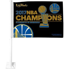 NBA Rico Industries Golden State Warriors 2018 NBAChampions Double Sided Double Sided Car Flag - 16" x 19" - Strong Pole That Hooks onto Car/Truck/Automobile