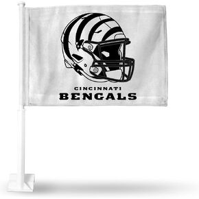 Rico Industries NFL Cincinnati Bengals Helmet Logo Double Sided Car Flag Double Sided Car Flag - 16" x 19" - Strong Pole That Hooks onto Car/Truck/Automobile