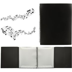 2 Pack A4 Sheet Music Folder, 60 Pages Sheet Music Binder/Holder, Spiral Binder Organizer for Sheet Music 8.5" X 11", Blank Plastic Concert Choral Folder for Holding Sheet Music and Files