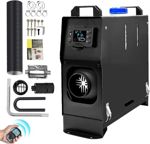 سخان هواء ديزل 12 فولت، سخان ديزل محمول Aiscan 5KW-8KW الكل في واحد، سخان وقوف السيارات مع مفتاح LCD، جهاز تحكم عن بعد للسيارة، RV، مقطورة، شاحنة، قارب، العربة، الشاحنة والداخل in Kuwait