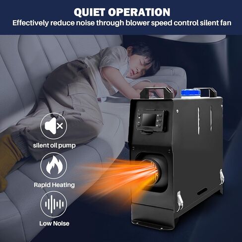 سخان هواء ديزل 12 فولت، سخان ديزل محمول Aiscan 5KW-8KW الكل في واحد، سخان وقوف السيارات مع مفتاح LCD، جهاز تحكم عن بعد للسيارة، RV، مقطورة، شاحنة، قارب، العربة، الشاحنة والداخل in Kuwait