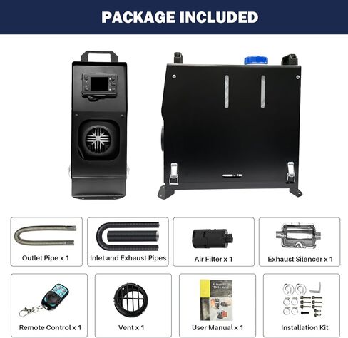 سخان هواء ديزل 12 فولت، سخان ديزل محمول Aiscan 5KW-8KW الكل في واحد، سخان وقوف السيارات مع مفتاح LCD، جهاز تحكم عن بعد للسيارة، RV، مقطورة، شاحنة، قارب، العربة، الشاحنة والداخل in Kuwait