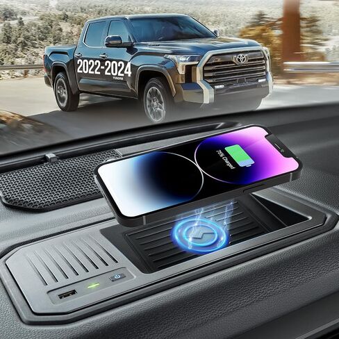 Wireless Charger for Toyota Tundra 2022 2023 2024, OEM Custom Fit with USB Port Wireless Phone Charging Pad for Tundra TRD Pro 1794 Edition Capstone Platinum SR SR5 Limited Interior Accessories in Saudi Arabia