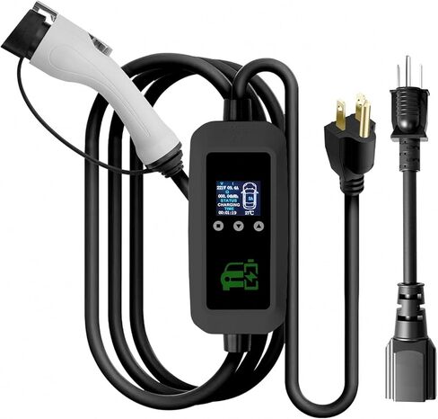 شاحن EV محمول من المستوى 1+2، قابل للتعديل 16 أمبير (3.5 كيلو واط) 110-240 فولت، شاحن سيارة كهربائي مع محطة شحن EV منزلية بطول 17 قدمًا مع قابس NEMA 6-20 ومحول NEMA 5-15 لـ J1772 in Kuwait