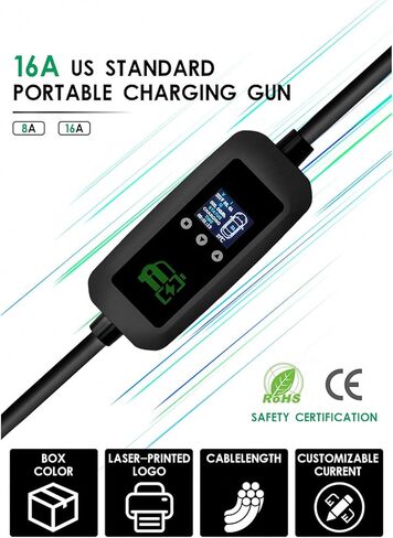 شاحن EV محمول من المستوى 1+2، قابل للتعديل 16 أمبير (3.5 كيلو واط) 110-240 فولت، شاحن سيارة كهربائي مع محطة شحن EV منزلية بطول 17 قدمًا مع قابس NEMA 6-20 ومحول NEMA 5-15 لـ J1772 in Kuwait
