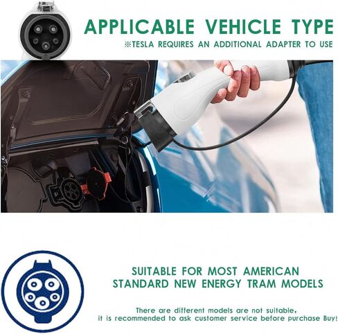 شاحن EV محمول من المستوى 1+2، قابل للتعديل 16 أمبير (3.5 كيلو واط) 110-240 فولت، شاحن سيارة كهربائي مع محطة شحن EV منزلية بطول 17 قدمًا مع قابس NEMA 6-20 ومحول NEMA 5-15 لـ J1772 in Kuwait